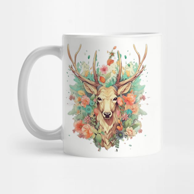 Floral Majesty: Illustrated Elk Head Art by blackjackdavey